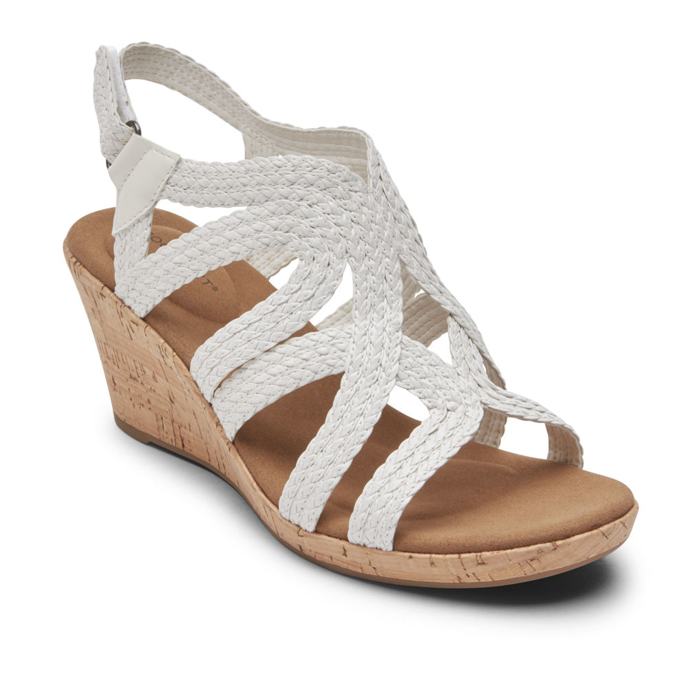 Rockport Singapore Womens Sandals - Briah Braided White - MF7346852